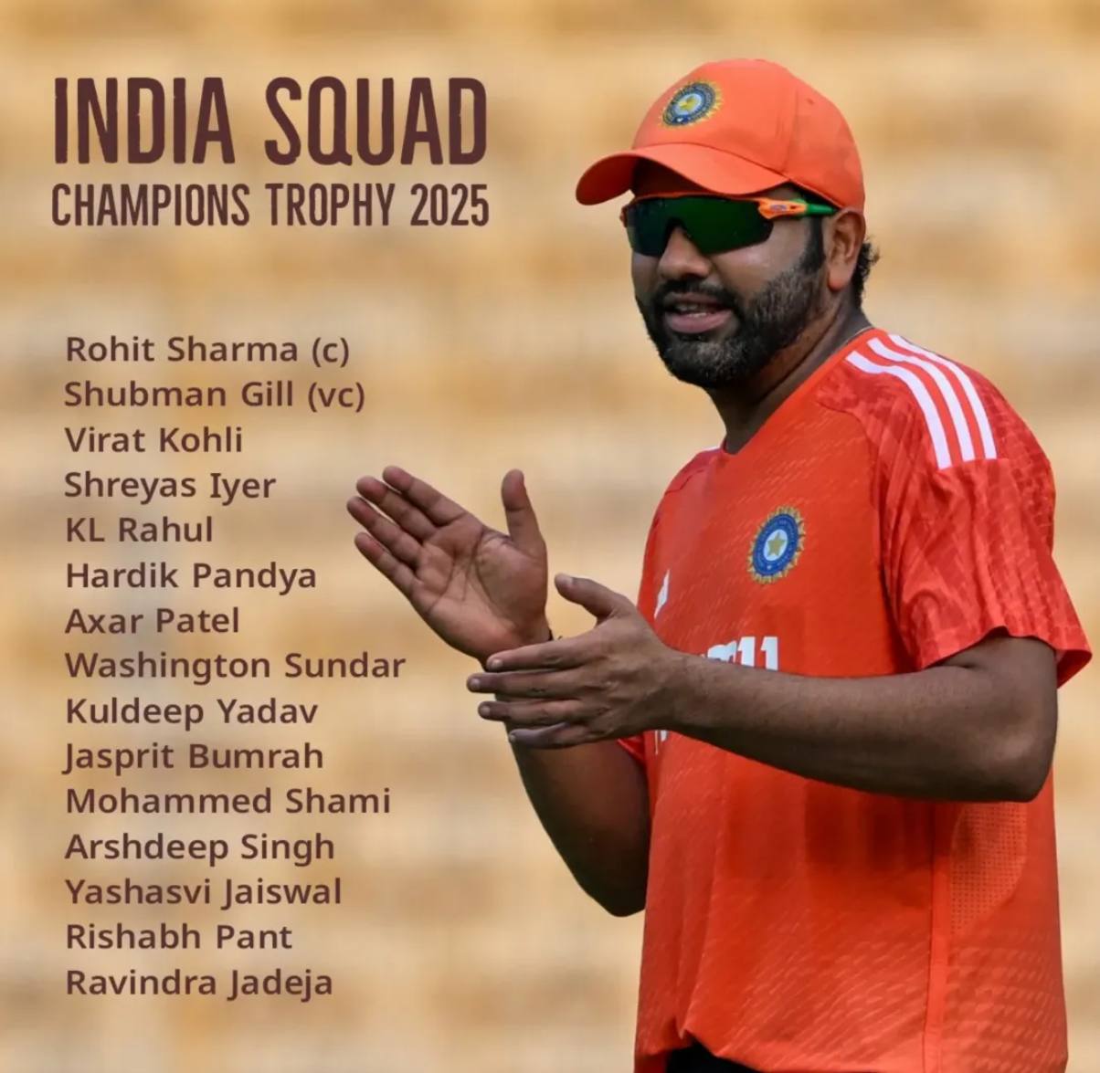 India Announces Squad for ICC Champions Trophy 2025: Rohit Sharma to Lead, Shami Makes a Comeback