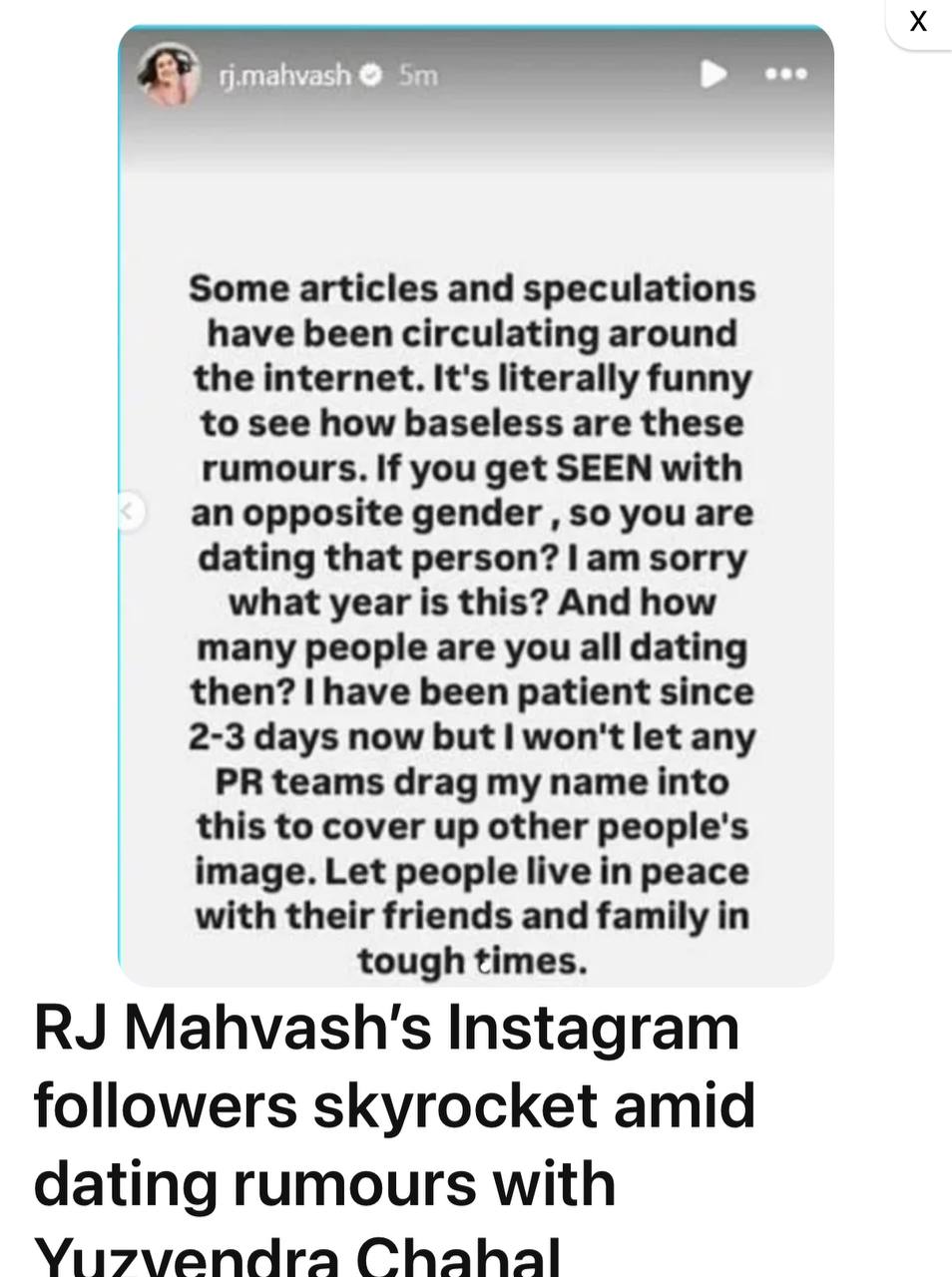 RJ Mahvash Breaks Silence on Yuzvendra Chahal and Dhanashree Verma Love Triangle Rumors