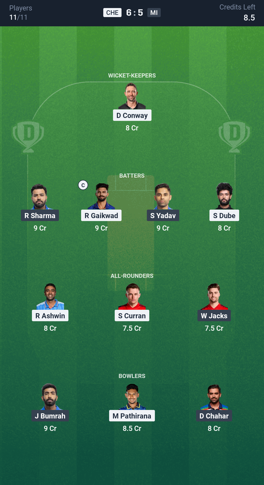 SRH vs RR: Dream11