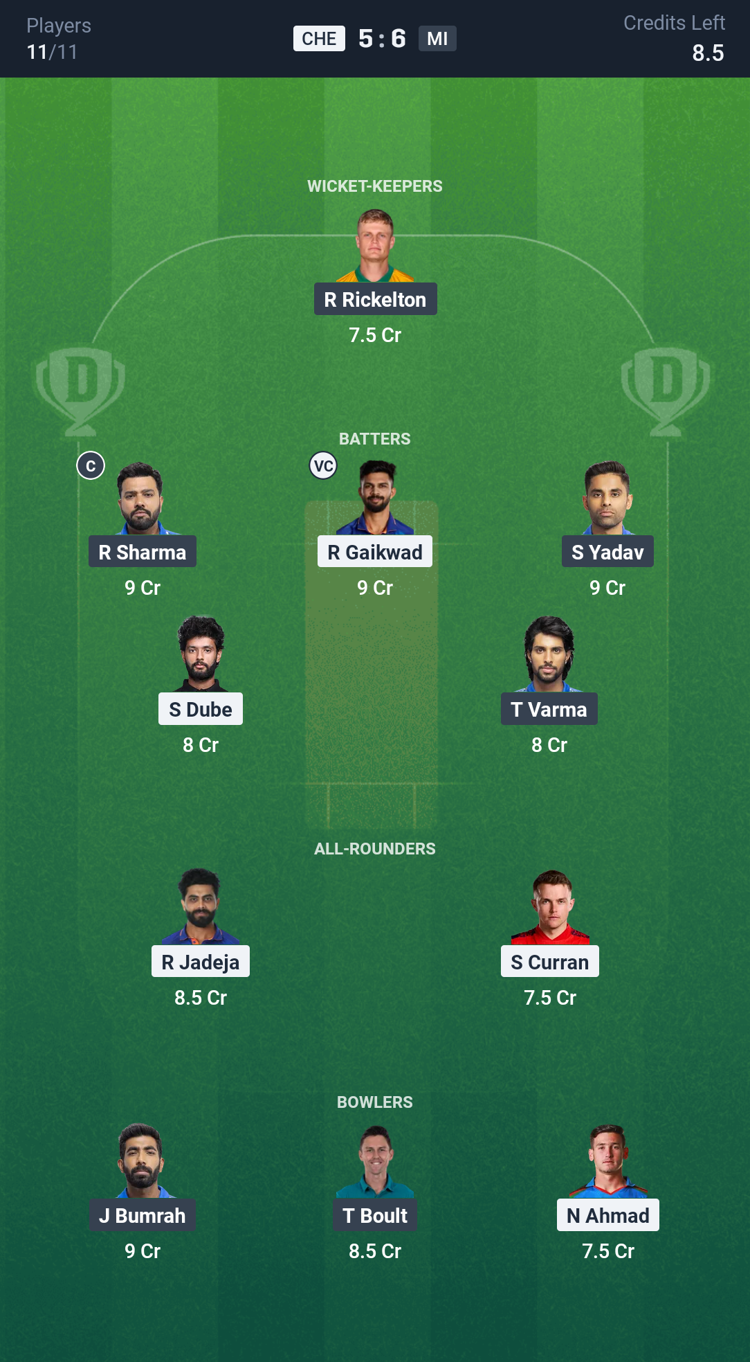 SRH vs RR: Dream11