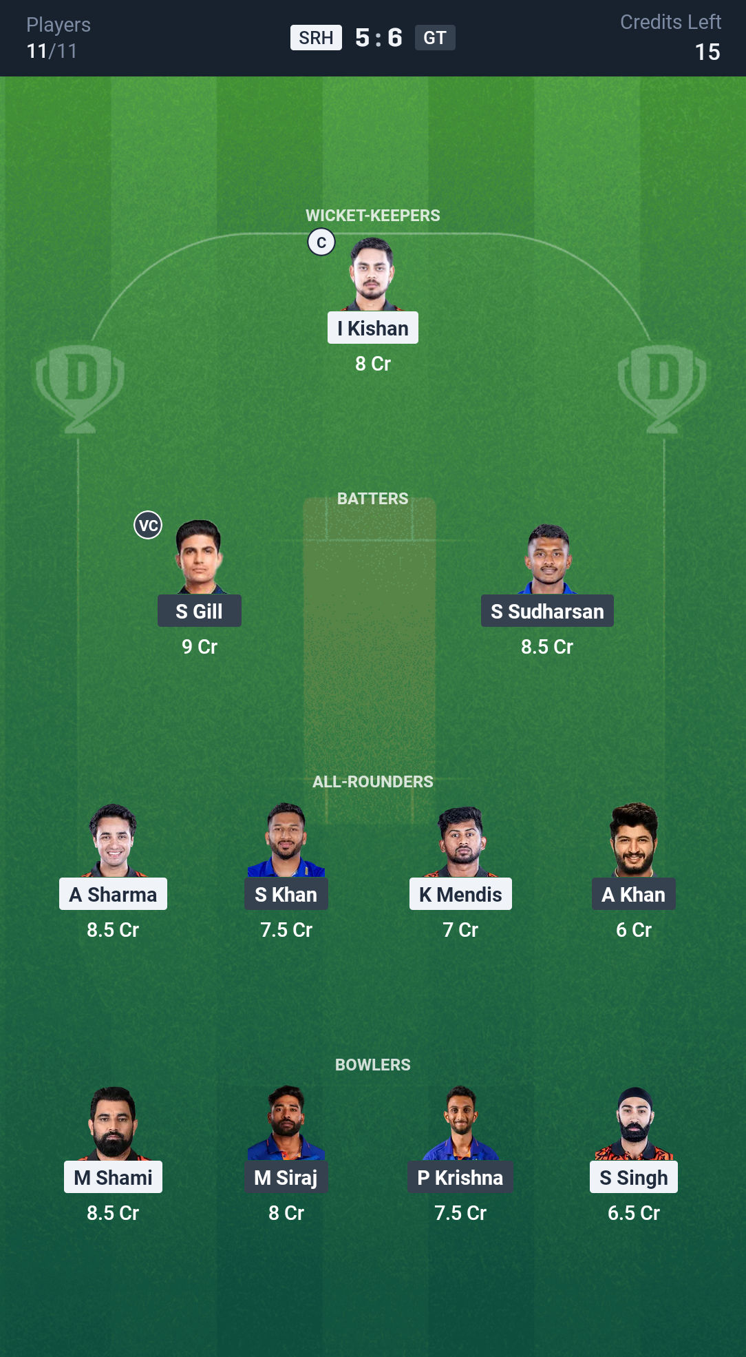Dream11  SRH vs GT